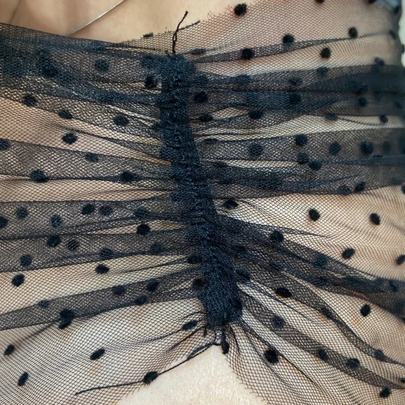 Women’s SHEIN polka dot mesh one-shoulder black velvet blouse. Size M. - Picture 7 of 13